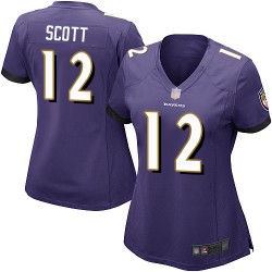 Game Women's Jaleel Scott Purple Home Jersey - #12 Football Baltimore Ravens