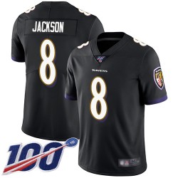 Limited Men's Lamar Jackson Black Alternate Jersey - #8 Football Baltimore Ravens 100th Season Vapor Untouchable