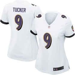 Game Women's Justin Tucker White Road Jersey - #9 Football Baltimore Ravens