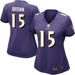 Game Women's Marquise Brown Purple Home Jersey - #15 Football Baltimore Ravens