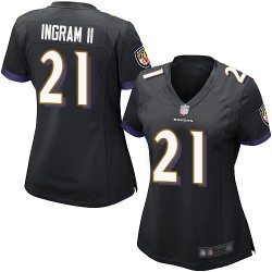 Game Women's Mark Ingram II Black Alternate Jersey - #21 Football Baltimore Ravens