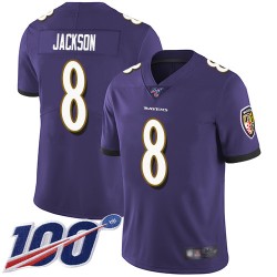Limited Men's Lamar Jackson Purple Home Jersey - #8 Football Baltimore Ravens 100th Season Vapor Untouchable
