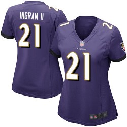 Game Women's Mark Ingram II Purple Home Jersey - #21 Football Baltimore Ravens