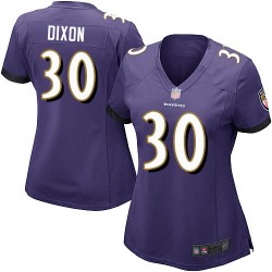 Game Women's Kenneth Dixon Purple Home Jersey - #30 Football Baltimore Ravens