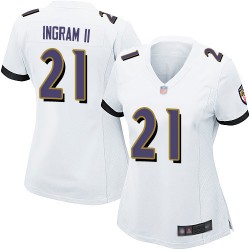 Game Women's Mark Ingram II White Road Jersey - #21 Football Baltimore Ravens
