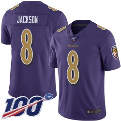Limited Men's Lamar Jackson Purple Jersey - #8 Football Baltimore Ravens 100th Season Rush Vapor Untouchable