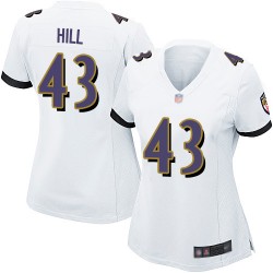 Game Women's Justice Hill White Road Jersey - #43 Football Baltimore Ravens