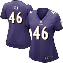 Game Women's Morgan Cox Purple Home Jersey - #46 Football Baltimore Ravens