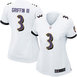 Game Women's Robert Griffin III White Road Jersey - #3 Football Baltimore Ravens
