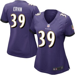 Game Women's Tyler Ervin Purple Home Jersey - #39 Football Baltimore Ravens