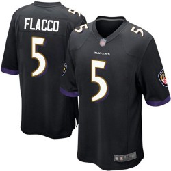Game Youth Joe Flacco Black Alternate Jersey - #5 Football Baltimore Ravens