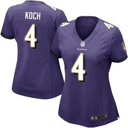 Game Women's Sam Koch Purple Home Jersey - #4 Football Baltimore Ravens