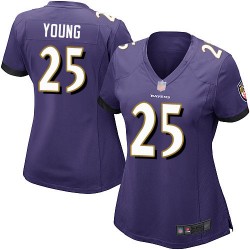 Game Women's Tavon Young Purple Home Jersey - #25 Football Baltimore Ravens