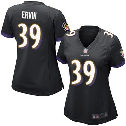 Game Women's Tyler Ervin Black Alternate Jersey - #39 Football Baltimore Ravens