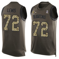 Limited Men's Alex Lewis Green Jersey - #72 Football Baltimore Ravens Salute to Service Tank Top