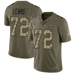 Limited Men's Alex Lewis Olive/Camo Jersey - #72 Football Baltimore Ravens 2017 Salute to Service