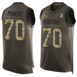 Limited Men's Ben Powers Green Jersey - #70 Football Baltimore Ravens Salute to Service Tank Top