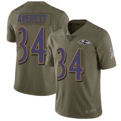Limited Men's Anthony Averett Olive Jersey - #34 Football Baltimore Ravens 2017 Salute to Service