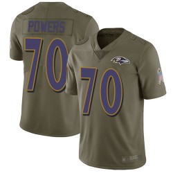 Limited Men's Ben Powers Olive Jersey - #70 Football Baltimore Ravens 2017 Salute to Service