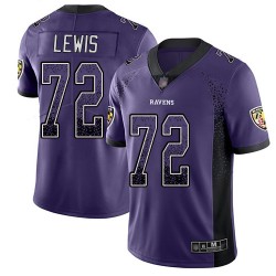 Limited Men's Alex Lewis Purple Jersey - #72 Football Baltimore Ravens Rush Drift Fashion