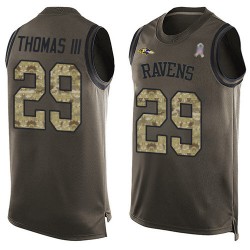 Limited Men's Earl Thomas III Green Jersey - #29 Football Baltimore Ravens Salute to Service Tank Top