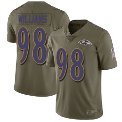Limited Men's Brandon Williams Olive Jersey - #98 Football Baltimore Ravens 2017 Salute to Service