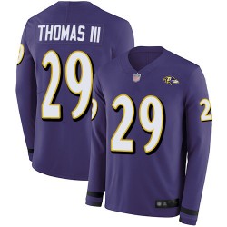 Limited Men's Earl Thomas III Purple Jersey - #29 Football Baltimore Ravens Therma Long Sleeve