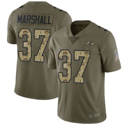 Limited Men's Iman Marshall Olive/Camo Jersey - #37 Football Baltimore Ravens 2017 Salute to Service