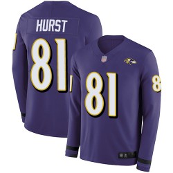 Limited Men's Hayden Hurst Purple Jersey - #81 Football Baltimore Ravens Therma Long Sleeve