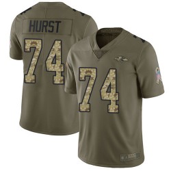 Limited Men's James Hurst Olive/Camo Jersey - #74 Football Baltimore Ravens 2017 Salute to Service
