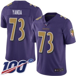 Limited Men's Marshal Yanda Purple Jersey - #73 Football Baltimore Ravens 100th Season Rush Vapor Untouchable