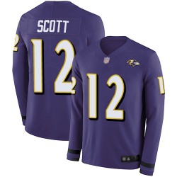 Limited Men's Jaleel Scott Purple Jersey - #12 Football Baltimore Ravens Therma Long Sleeve