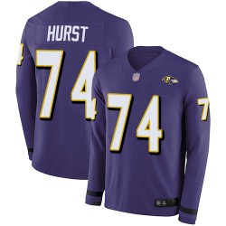 Limited Men's James Hurst Purple Jersey - #74 Football Baltimore Ravens Therma Long Sleeve