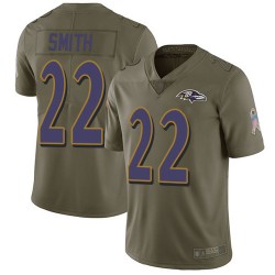 Limited Men's Jimmy Smith Olive Jersey - #22 Football Baltimore Ravens 2017 Salute to Service