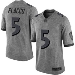 Limited Men's Joe Flacco Gray Jersey - #5 Football Baltimore Ravens Gridiron