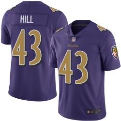 Limited Men's Justice Hill Purple Jersey - #43 Football Baltimore Ravens Rush Vapor Untouchable