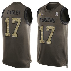 Limited Men's Jordan Lasley Green Jersey - #17 Football Baltimore Ravens Salute to Service Tank Top