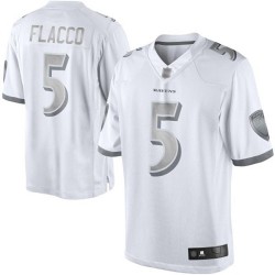 Limited Men's Joe Flacco White Jersey - #5 Football Baltimore Ravens Platinum