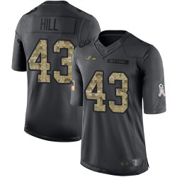 Limited Men's Justice Hill Black Jersey - #43 Football Baltimore Ravens 2016 Salute to Service