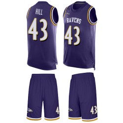 Limited Men's Justice Hill Purple Jersey - #43 Football Baltimore Ravens Tank Top Suit