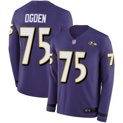Limited Men's Jonathan Ogden Purple Jersey - #75 Football Baltimore Ravens Therma Long Sleeve