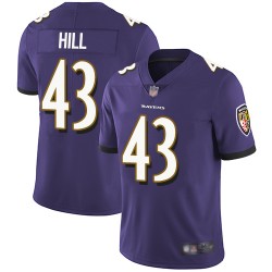 Limited Men's Justice Hill Purple Home Jersey - #43 Football Baltimore Ravens Vapor Untouchable
