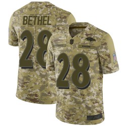 Limited Men's Justin Bethel Camo Jersey - #28 Football Baltimore Ravens 2018 Salute to Service