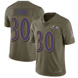 Limited Men's Kenneth Dixon Olive Jersey - #30 Football Baltimore Ravens 2017 Salute to Service