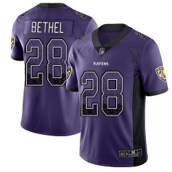 Limited Men's Justin Bethel Purple Jersey - #28 Football Baltimore Ravens Rush Drift Fashion