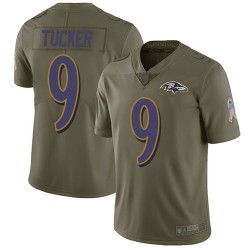 Limited Men's Justin Tucker Olive Jersey - #9 Football Baltimore Ravens 2017 Salute to Service