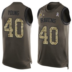 Limited Men's Kenny Young Green Jersey - #40 Football Baltimore Ravens Salute to Service Tank Top