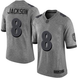 Limited Men's Lamar Jackson Gray Jersey - #8 Football Baltimore Ravens Gridiron
