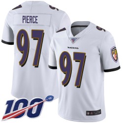 Limited Men's Michael Pierce White Road Jersey - #97 Football Baltimore Ravens 100th Season Vapor Untouchable