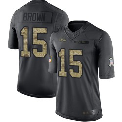 Limited Men's Marquise Brown Black Jersey - #15 Football Baltimore Ravens 2016 Salute to Service